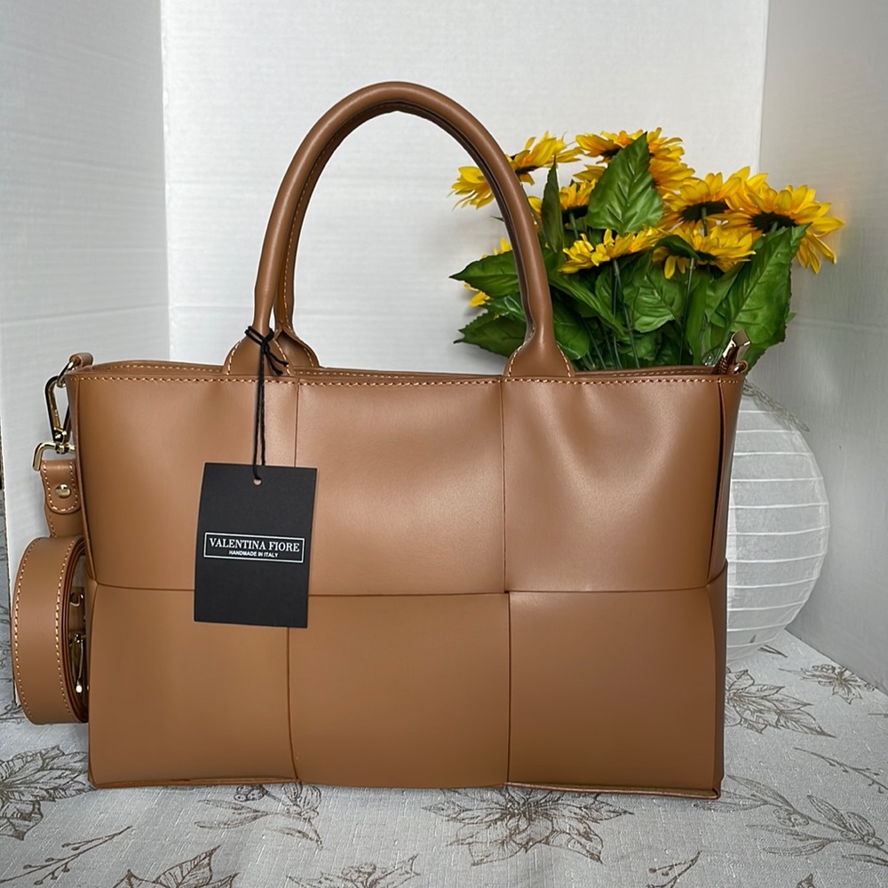 Valentina Fiore Brown Handbag